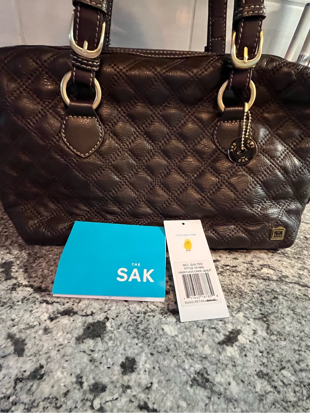 The Sak Purse Chocolate Brown Quilted Leather Handbag NWT